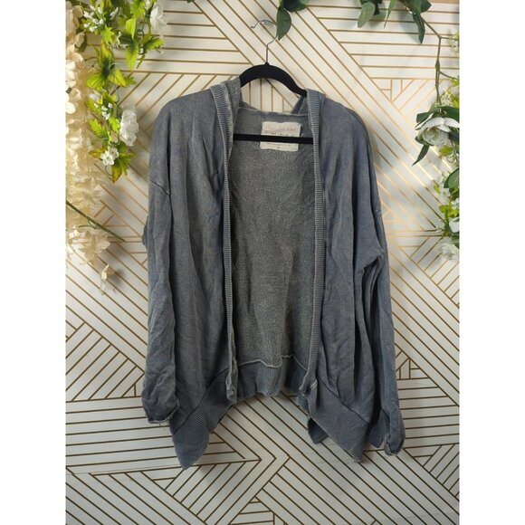 PLANET BLUE WASHED AND WORN Women's Soft Jacket Cardigan Hooded Blue Boho Beachy - Picture 2 of 8